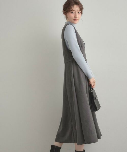 Couture Brooch / クチュールブローチ ロング・マキシ丈ワンピース | 【S-LL/通勤】ビット付き スエード調ダンボールジャンスカ | 詳細17