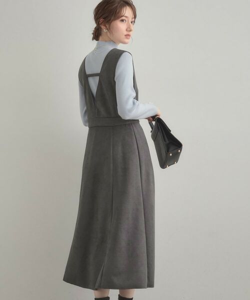 Couture Brooch / クチュールブローチ ロング・マキシ丈ワンピース | 【S-LL/通勤】ビット付き スエード調ダンボールジャンスカ | 詳細18