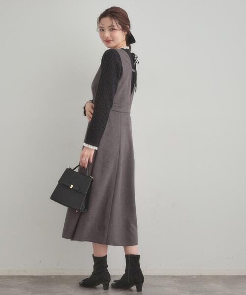 Couture Brooch / クチュールブローチ ロング・マキシ丈ワンピース | 【S-LL/通勤】ビット付き スエード調ダンボールジャンスカ | 詳細20