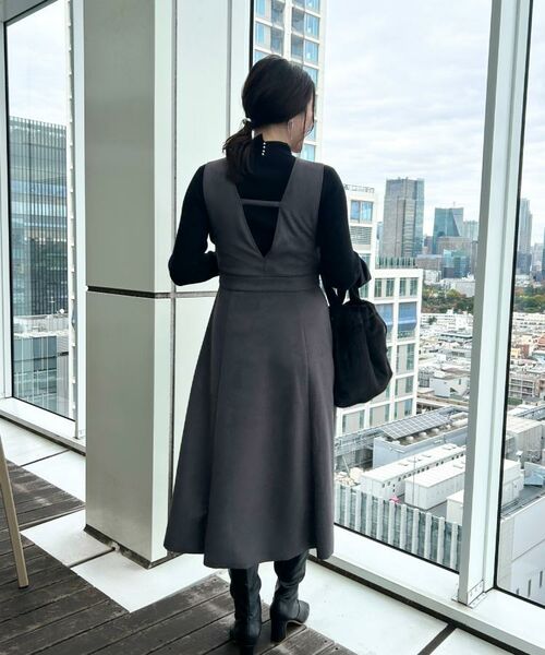 Couture Brooch / クチュールブローチ ロング・マキシ丈ワンピース | 【S-LL/通勤】ビット付き スエード調ダンボールジャンスカ | 詳細23