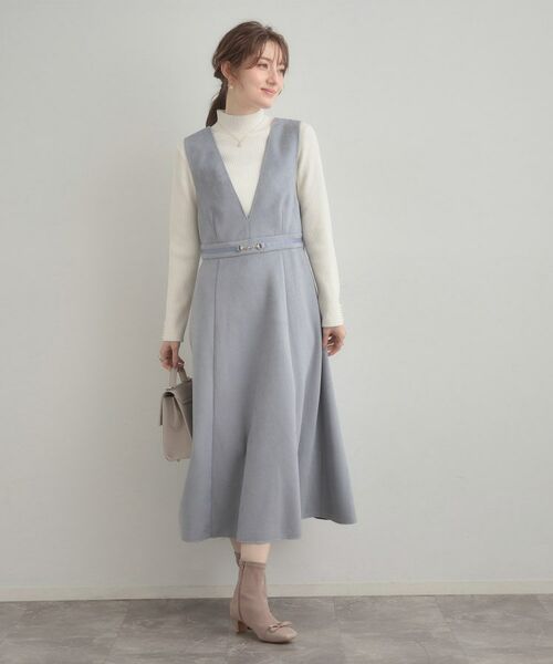 Couture Brooch / クチュールブローチ ロング・マキシ丈ワンピース | 【S-LL/通勤】ビット付き スエード調ダンボールジャンスカ | 詳細26