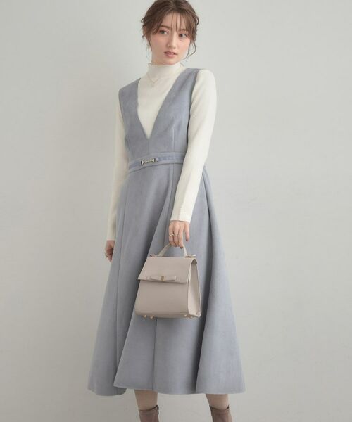 Couture Brooch / クチュールブローチ ロング・マキシ丈ワンピース | 【S-LL/通勤】ビット付き スエード調ダンボールジャンスカ | 詳細29