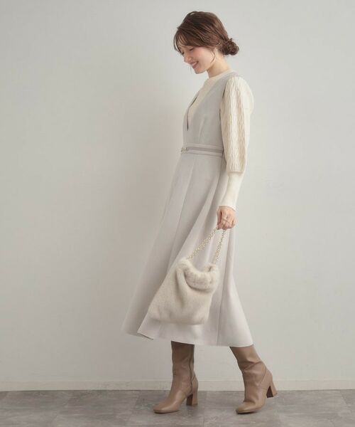 Couture Brooch / クチュールブローチ ロング・マキシ丈ワンピース | 【S-LL/通勤】ビット付き スエード調ダンボールジャンスカ | 詳細3