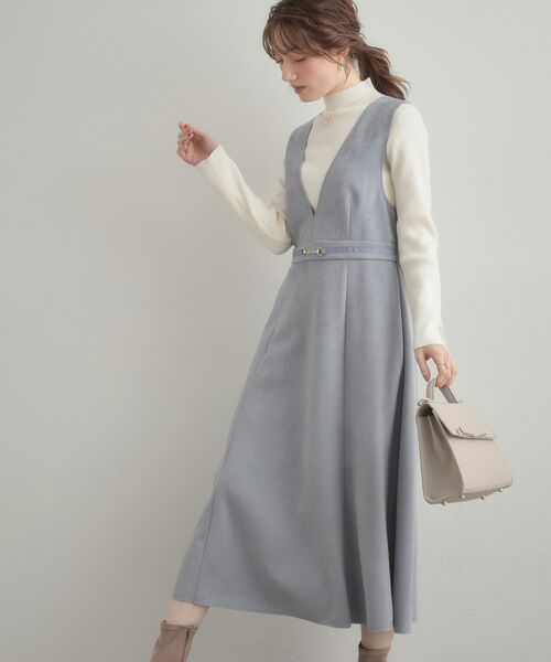 Couture Brooch / クチュールブローチ ロング・マキシ丈ワンピース | 【S-LL/通勤】ビット付き スエード調ダンボールジャンスカ | 詳細30