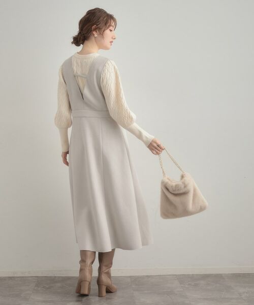 Couture Brooch / クチュールブローチ ロング・マキシ丈ワンピース | 【S-LL/通勤】ビット付き スエード調ダンボールジャンスカ | 詳細4