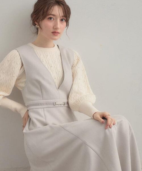 Couture Brooch / クチュールブローチ ロング・マキシ丈ワンピース | 【S-LL/通勤】ビット付き スエード調ダンボールジャンスカ | 詳細5