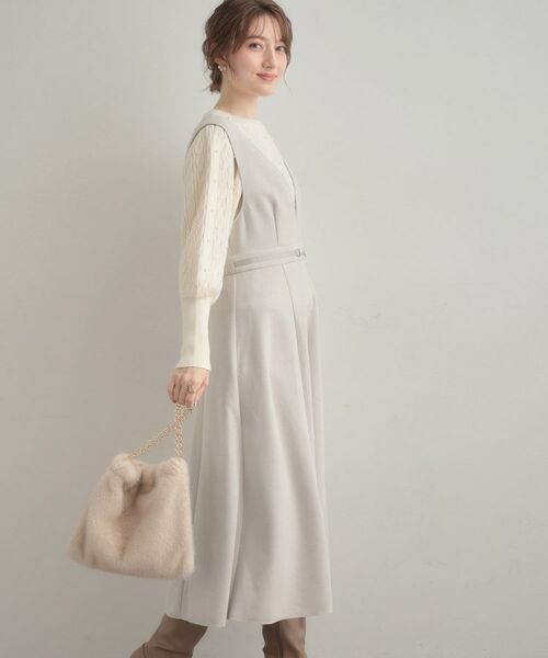 Couture Brooch / クチュールブローチ ロング・マキシ丈ワンピース | 【S-LL/通勤】ビット付き スエード調ダンボールジャンスカ | 詳細7