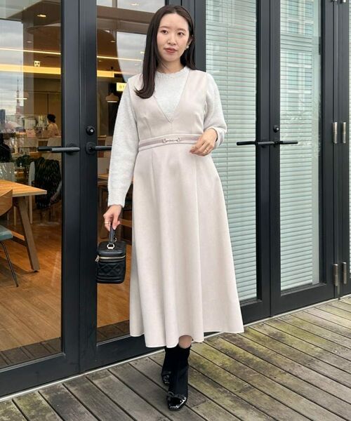 Couture Brooch / クチュールブローチ ロング・マキシ丈ワンピース | 【S-LL/通勤】ビット付き スエード調ダンボールジャンスカ | 詳細8