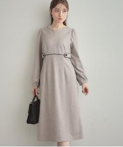 Couture Brooch / クチュールブローチ ミニ丈・ひざ丈ワンピース | 【通勤】起毛ポンチ配色Aラインワンピース