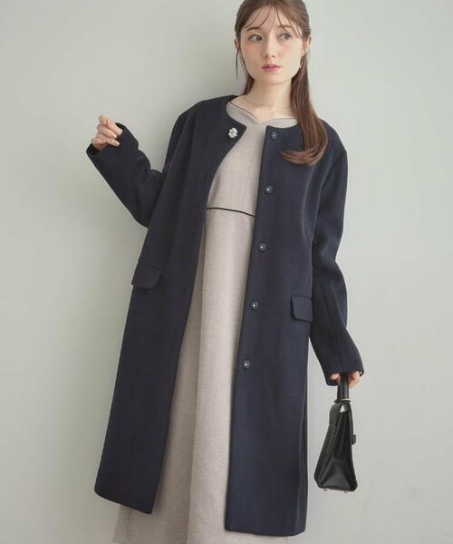 Couture Brooch / クチュールブローチ ミニ丈・ひざ丈ワンピース | 【通勤・起毛ポンチ】配色Aラインワンピース | 詳細10