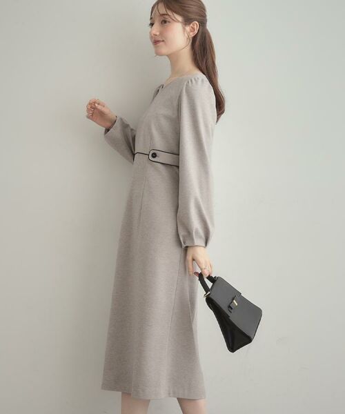 Couture Brooch / クチュールブローチ ミニ丈・ひざ丈ワンピース | 【通勤・起毛ポンチ】配色Aラインワンピース | 詳細12