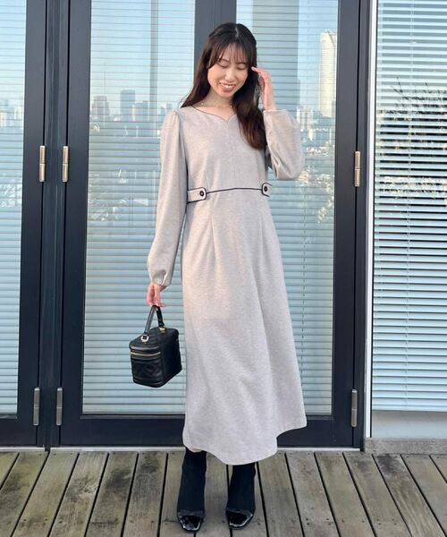 Couture Brooch / クチュールブローチ ミニ丈・ひざ丈ワンピース | 【通勤・起毛ポンチ】配色Aラインワンピース | 詳細13