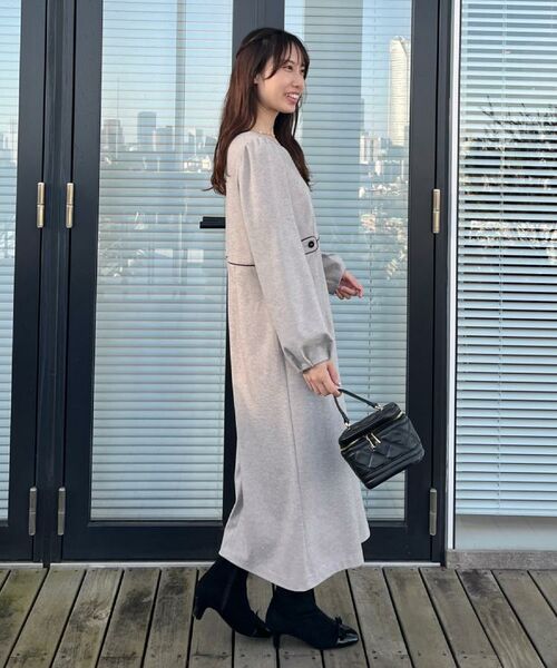 Couture Brooch / クチュールブローチ ミニ丈・ひざ丈ワンピース | 【通勤・起毛ポンチ】配色Aラインワンピース | 詳細14