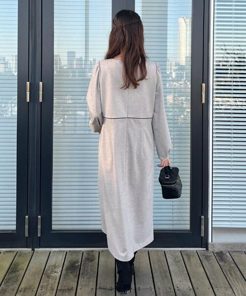Couture Brooch / クチュールブローチ ミニ丈・ひざ丈ワンピース | 【通勤・起毛ポンチ】配色Aラインワンピース | 詳細15