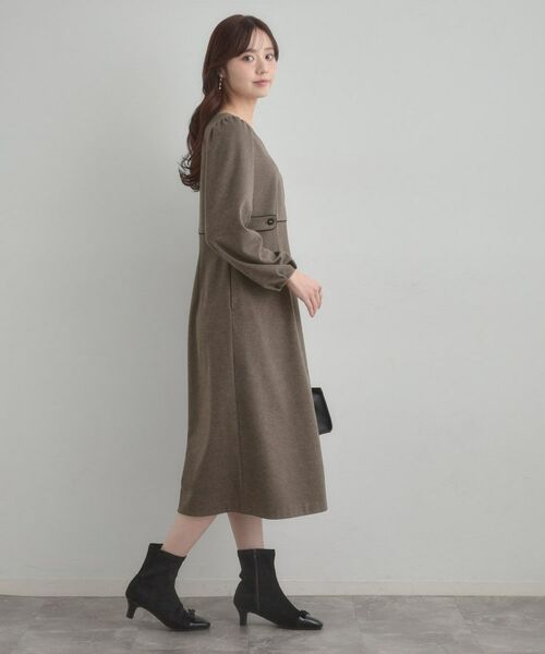 Couture Brooch / クチュールブローチ ミニ丈・ひざ丈ワンピース | 【通勤・起毛ポンチ】配色Aラインワンピース | 詳細18