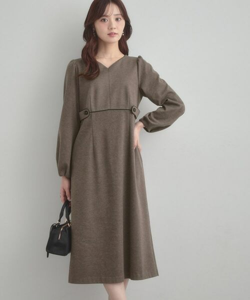Couture Brooch / クチュールブローチ ミニ丈・ひざ丈ワンピース | 【通勤・起毛ポンチ】配色Aラインワンピース | 詳細19