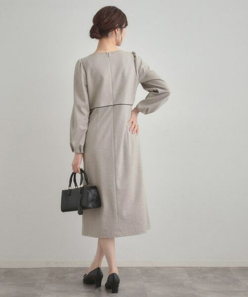 Couture Brooch / クチュールブローチ ミニ丈・ひざ丈ワンピース | 【通勤・起毛ポンチ】配色Aラインワンピース | 詳細2