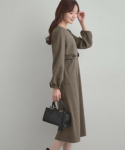 Couture Brooch / クチュールブローチ ミニ丈・ひざ丈ワンピース | 【通勤・起毛ポンチ】配色Aラインワンピース | 詳細20