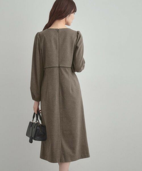 Couture Brooch / クチュールブローチ ミニ丈・ひざ丈ワンピース | 【通勤・起毛ポンチ】配色Aラインワンピース | 詳細21