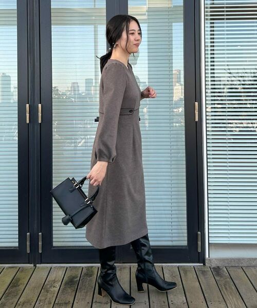 Couture Brooch / クチュールブローチ ミニ丈・ひざ丈ワンピース | 【通勤・起毛ポンチ】配色Aラインワンピース | 詳細24