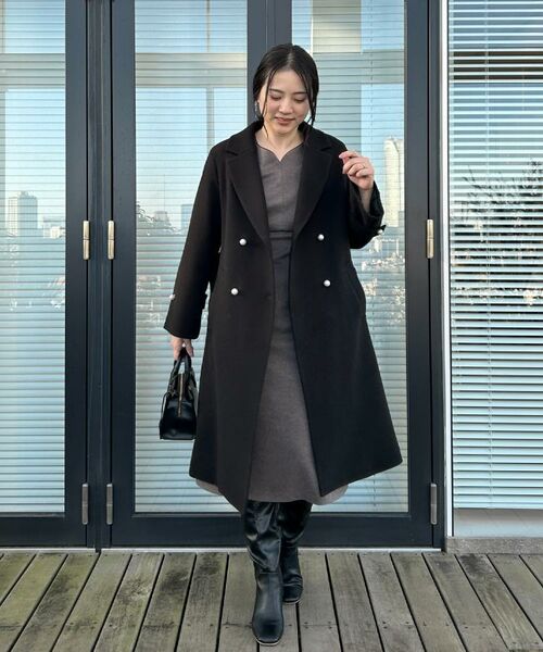 Couture Brooch / クチュールブローチ ミニ丈・ひざ丈ワンピース | 【通勤・起毛ポンチ】配色Aラインワンピース | 詳細25