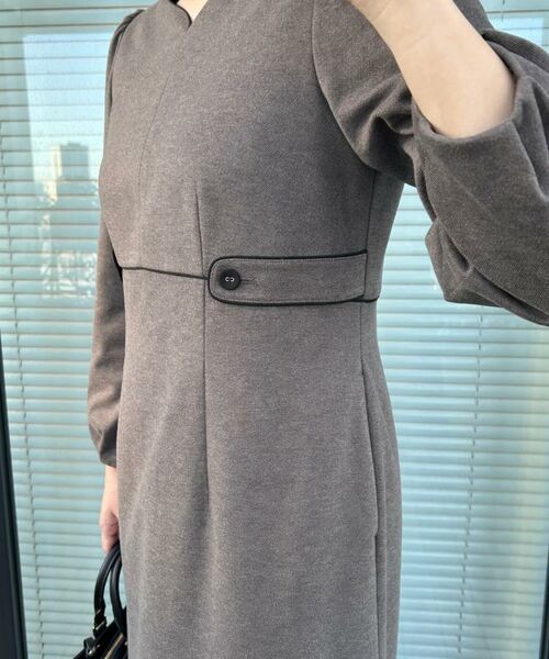 Couture Brooch / クチュールブローチ ミニ丈・ひざ丈ワンピース | 【通勤・起毛ポンチ】配色Aラインワンピース | 詳細26