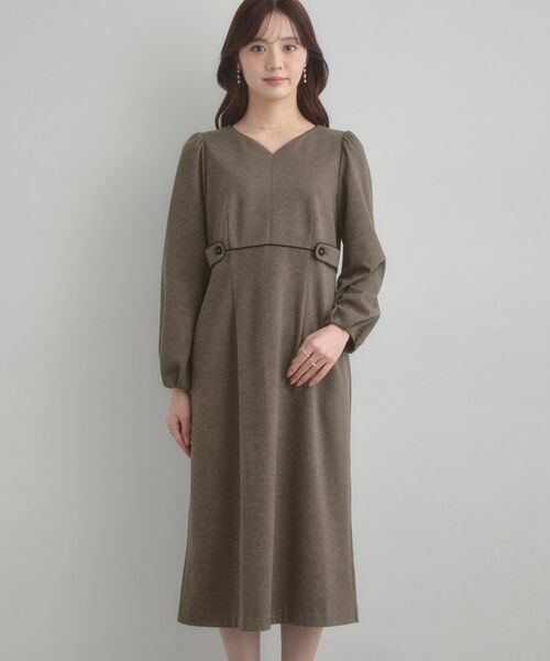 Couture Brooch / クチュールブローチ ミニ丈・ひざ丈ワンピース | 【通勤・起毛ポンチ】配色Aラインワンピース | 詳細29