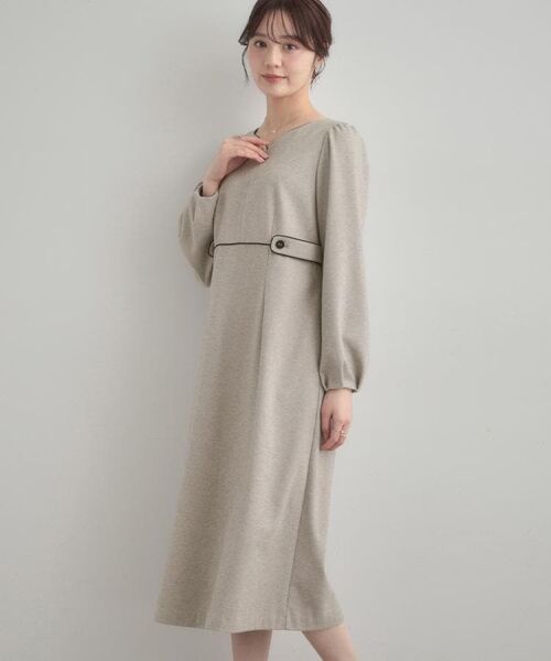 Couture Brooch / クチュールブローチ ミニ丈・ひざ丈ワンピース | 【通勤・起毛ポンチ】配色Aラインワンピース | 詳細3