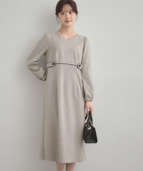 Couture Brooch / クチュールブローチ ミニ丈・ひざ丈ワンピース | 【通勤・起毛ポンチ】配色Aラインワンピース | 詳細4