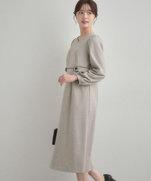 Couture Brooch / クチュールブローチ ミニ丈・ひざ丈ワンピース | 【通勤・起毛ポンチ】配色Aラインワンピース | 詳細5