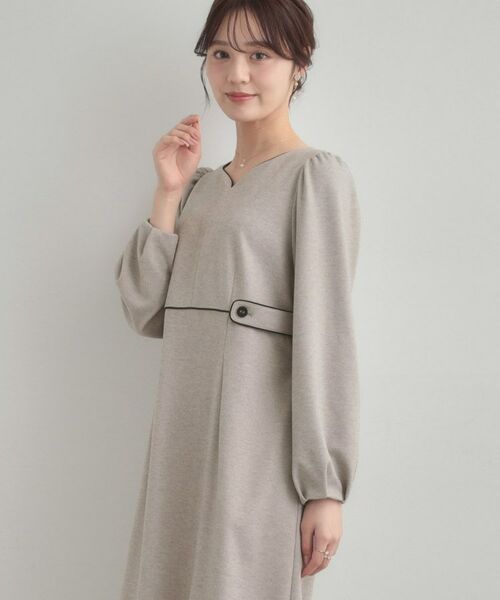 Couture Brooch / クチュールブローチ ミニ丈・ひざ丈ワンピース | 【通勤・起毛ポンチ】配色Aラインワンピース | 詳細7