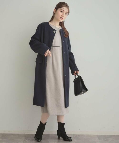 Couture Brooch / クチュールブローチ ミニ丈・ひざ丈ワンピース | 【通勤・起毛ポンチ】配色Aラインワンピース | 詳細8