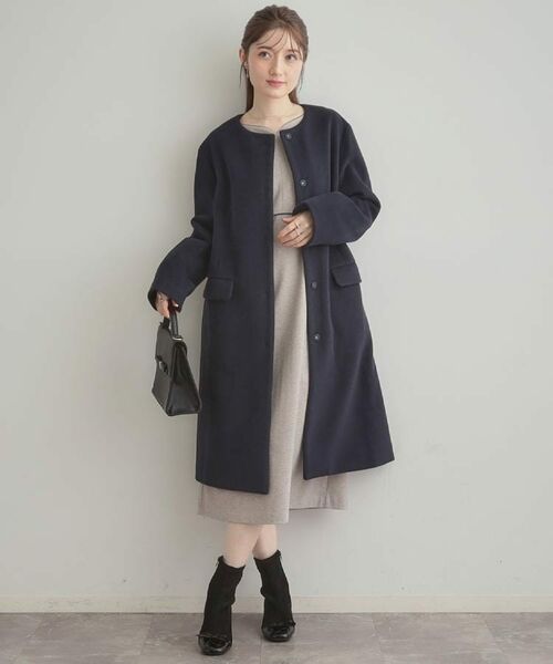 Couture Brooch / クチュールブローチ ミニ丈・ひざ丈ワンピース | 【通勤・起毛ポンチ】配色Aラインワンピース | 詳細9