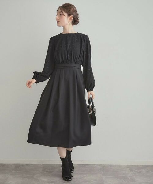 Couture Brooch / クチュールブローチ ロング・マキシ丈ワンピース | 【通勤・ラメジャカード】ドッキングワンピース | 詳細1