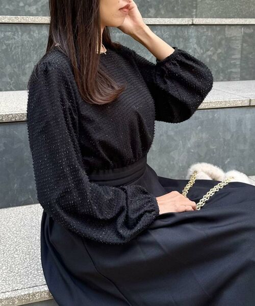 Couture Brooch / クチュールブローチ ロング・マキシ丈ワンピース | 【通勤・ラメジャカード】ドッキングワンピース | 詳細12