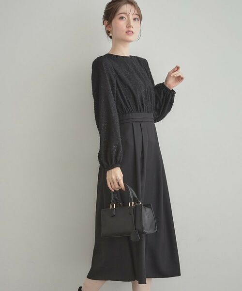 Couture Brooch / クチュールブローチ ロング・マキシ丈ワンピース | 【通勤・ラメジャカード】ドッキングワンピース | 詳細6