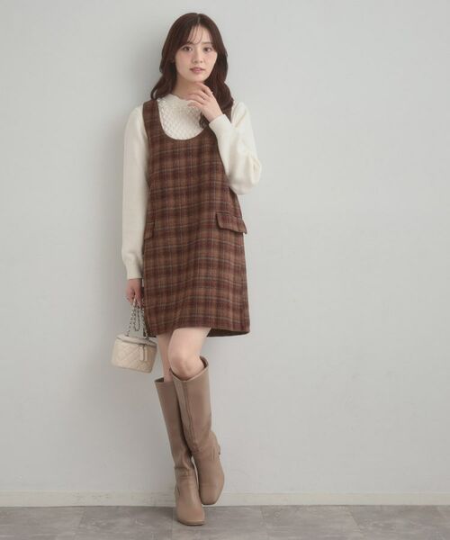 Couture Brooch / クチュールブローチ ワンピース | フェイクウールミニジャンスカ | 詳細11