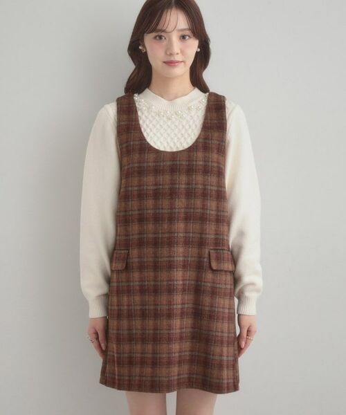 Couture Brooch / クチュールブローチ ワンピース | フェイクウールミニジャンスカ | 詳細15