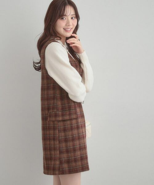 Couture Brooch / クチュールブローチ ワンピース | フェイクウールミニジャンスカ | 詳細9