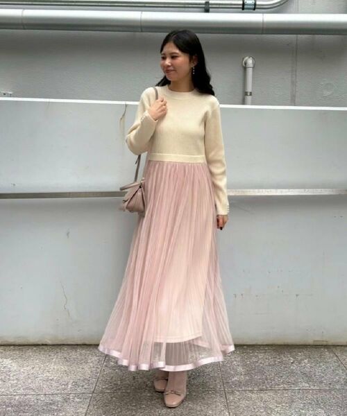 Couture Brooch / クチュールブローチ ロング・マキシ丈ワンピース | 【S-LL/キラキラリブニット】チュールドッキング ワンピース | 詳細14