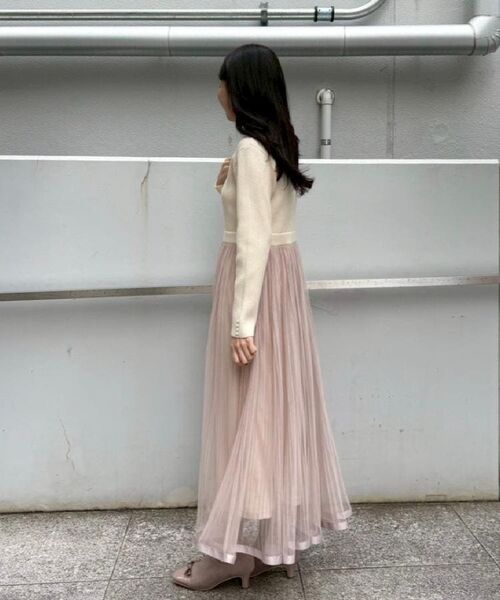 Couture Brooch / クチュールブローチ ロング・マキシ丈ワンピース | 【S-LL/キラキラリブニット】チュールドッキング ワンピース | 詳細15