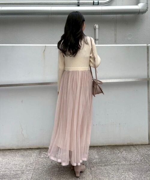 Couture Brooch / クチュールブローチ ロング・マキシ丈ワンピース | 【S-LL/キラキラリブニット】チュールドッキング ワンピース | 詳細16