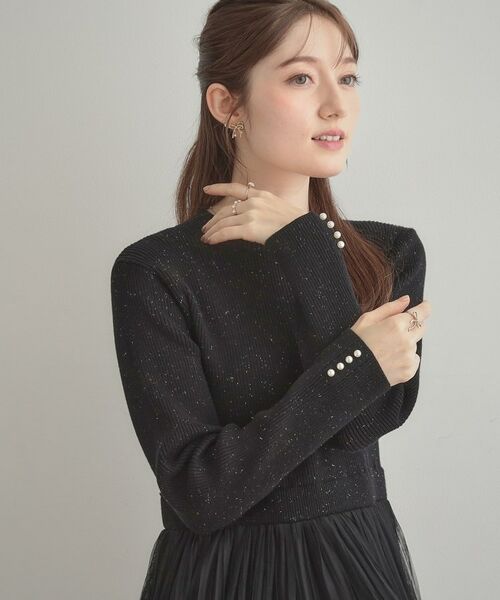 Couture Brooch / クチュールブローチ ロング・マキシ丈ワンピース | 【S-LL/キラキラリブニット】チュールドッキング ワンピース | 詳細21