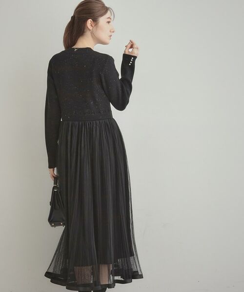Couture Brooch / クチュールブローチ ロング・マキシ丈ワンピース | 【S-LL/キラキラリブニット】チュールドッキング ワンピース | 詳細24