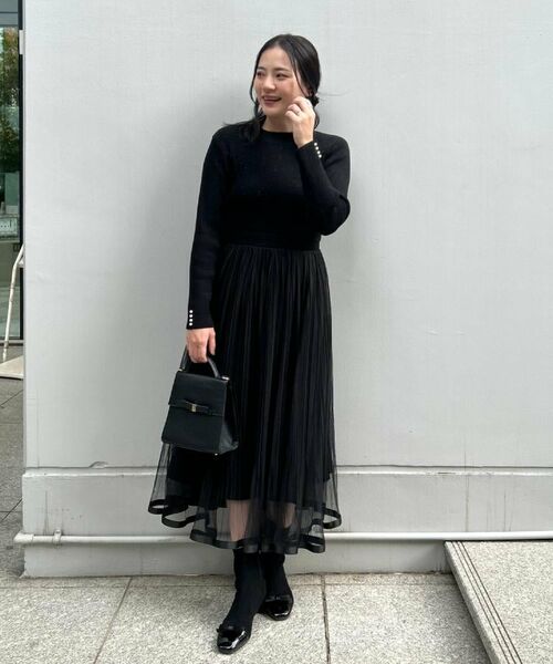 Couture Brooch / クチュールブローチ ロング・マキシ丈ワンピース | 【S-LL/キラキラリブニット】チュールドッキング ワンピース | 詳細25