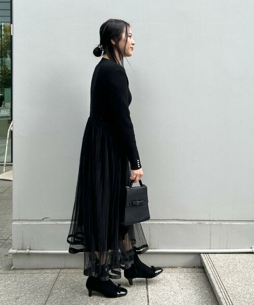 Couture Brooch / クチュールブローチ ロング・マキシ丈ワンピース | 【S-LL/キラキラリブニット】チュールドッキング ワンピース | 詳細26