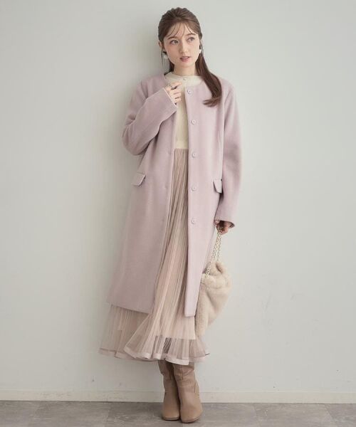 Couture Brooch / クチュールブローチ ロング・マキシ丈ワンピース | 【S-LL/キラキラリブニット】チュールドッキング ワンピース | 詳細4