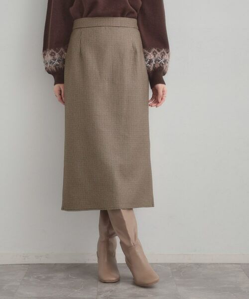 Couture Brooch / クチュールブローチ ロング・マキシ丈スカート | 【洗える/微起毛】Iライン チェックスカート(ブラウン(243))
