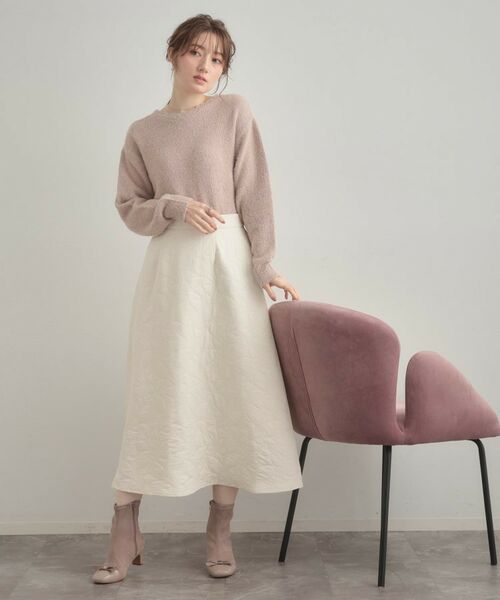 Couture Brooch / クチュールブローチ ロング・マキシ丈スカート | 【洗える】リーフジャカード フレアスカート | 詳細1