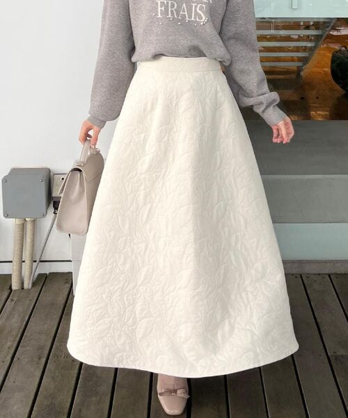 Couture Brooch / クチュールブローチ ロング・マキシ丈スカート | 【洗える】リーフジャカード フレアスカート | 詳細10